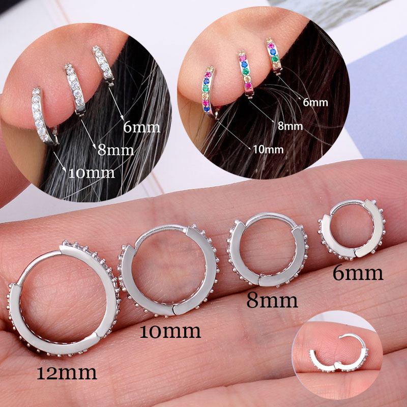 Helix Cartilage Ring - Радужные серьги-кольца с цирконием Huggies для