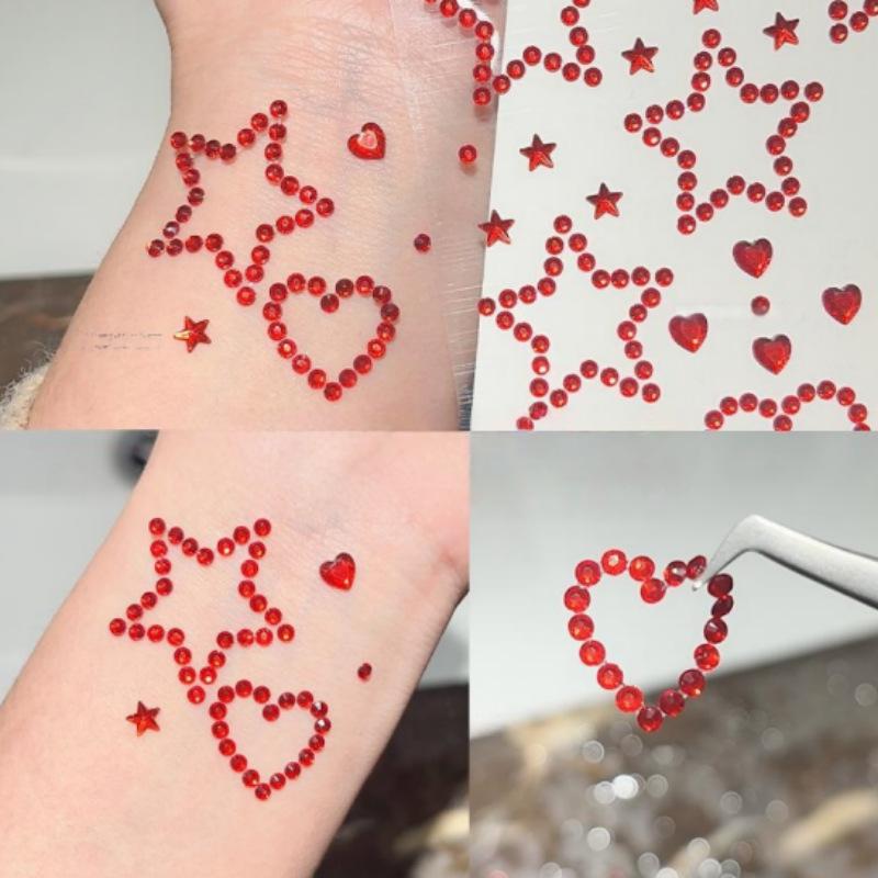 Body Jewelry Stickers - 1 лист разноцветных самоклеящихся стикеров с