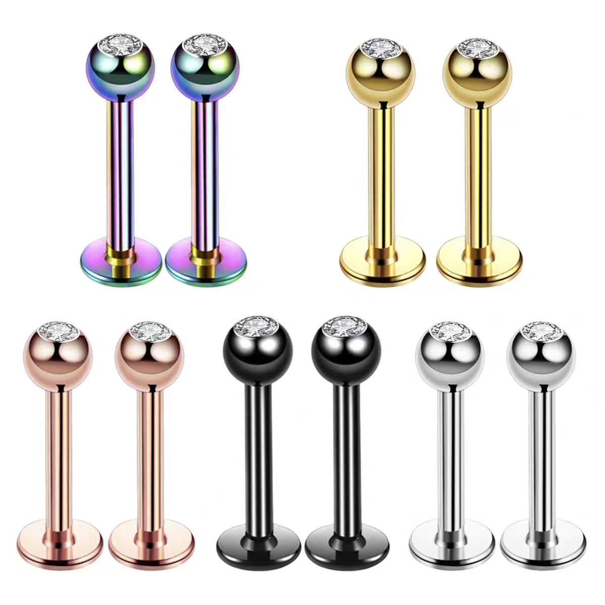 Body Jewelry Labret - Серьга-гвоздик из хирургической стали 16G с