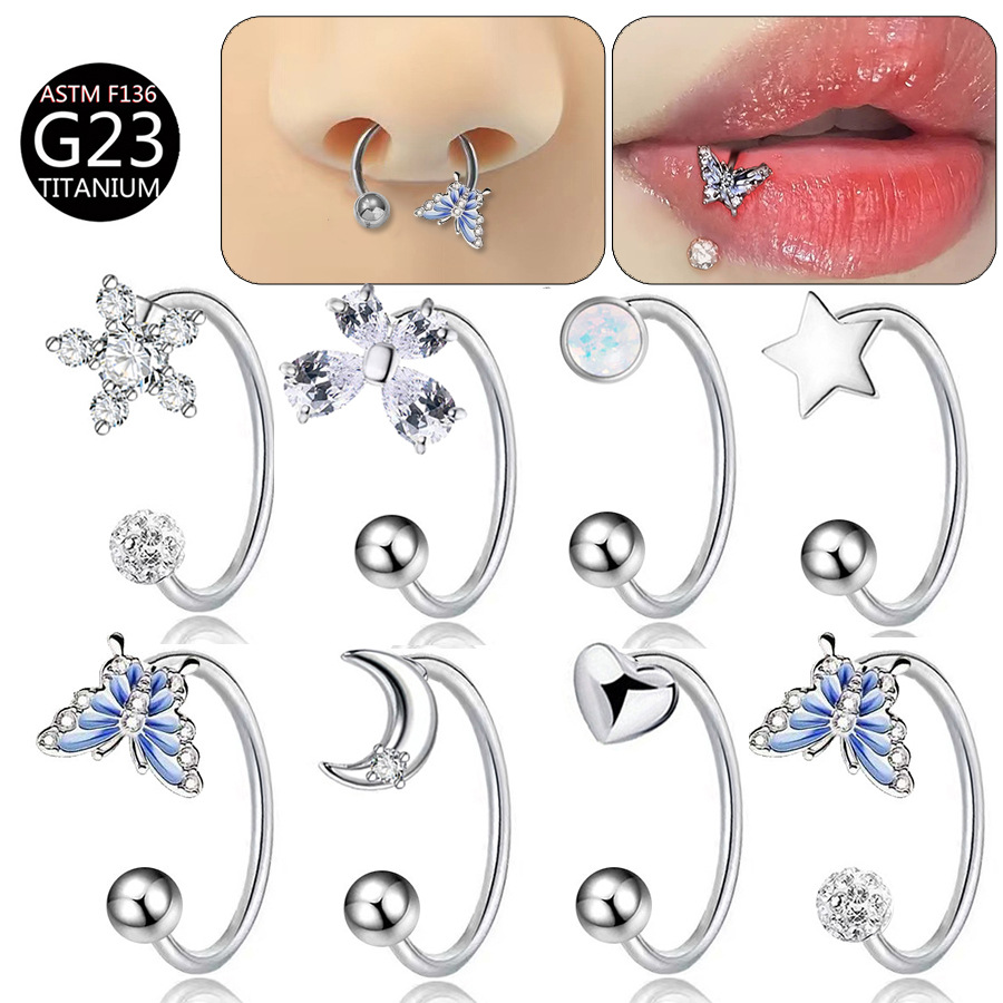 Body Jewelry Labret - Титановое кольцо для губ в форме
