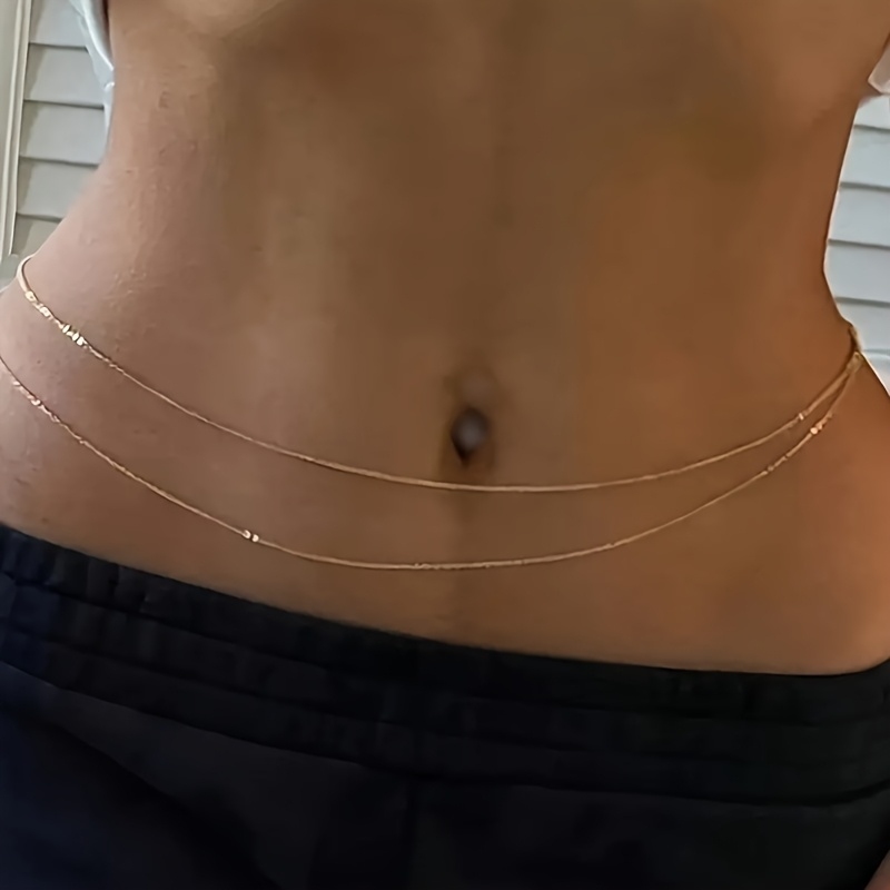 Body Jewelry Waist Chains - Двухслойный золотой металлический пояс-цепочка на талию