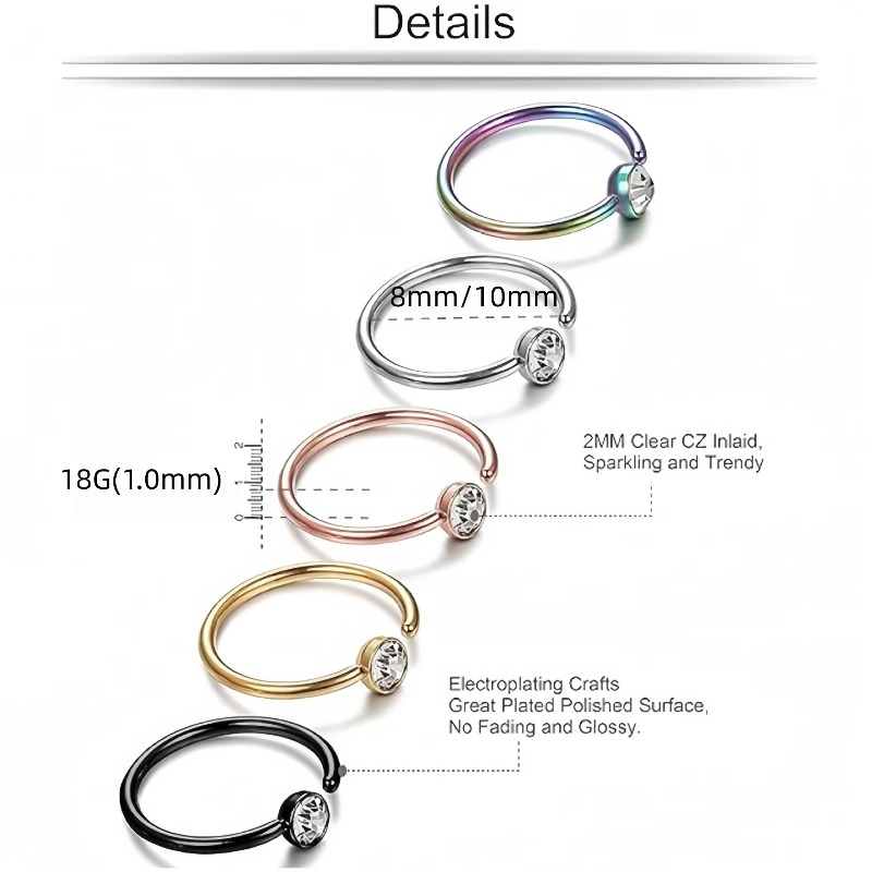5 шт. 18G кольца для носа, С-о – обзор и цена Helix Cartilage Ring