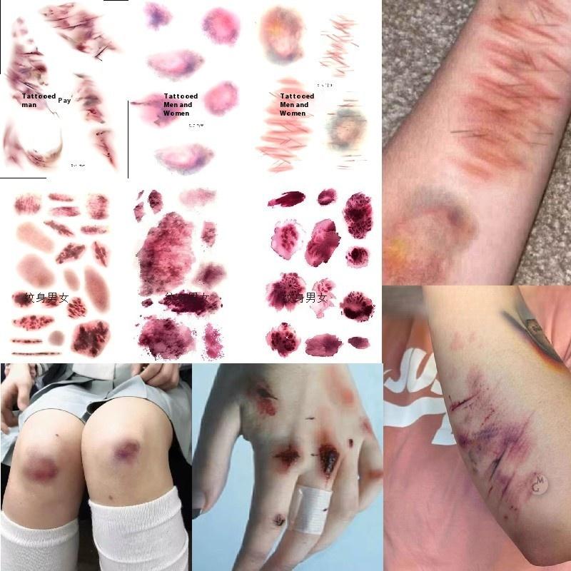 4 листа Хэллоуин рана синящие  – обзор и цена Body Jewelry Stickers