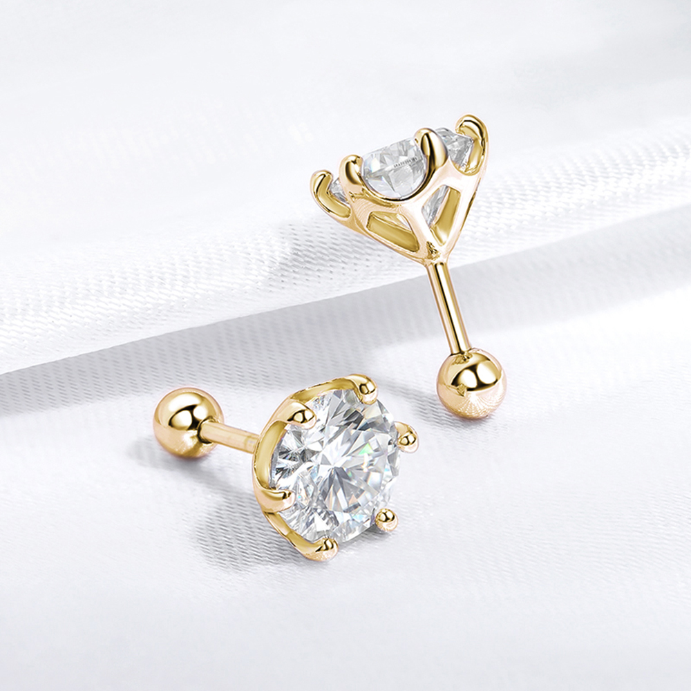 Серьги-гвоздики с муассанитом  – обзор и цена Body Jewelry Diamond